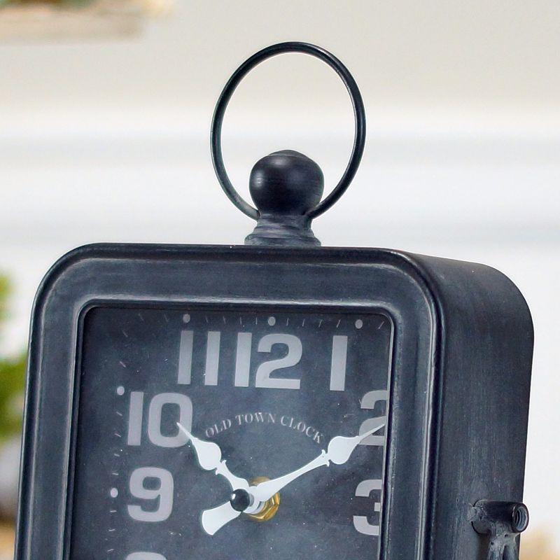 Black Metal Square Analog Table Clock