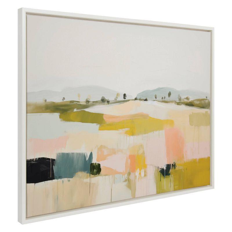 Sylvie Quaint Vista I Abstract Landscape Canvas in White Frame