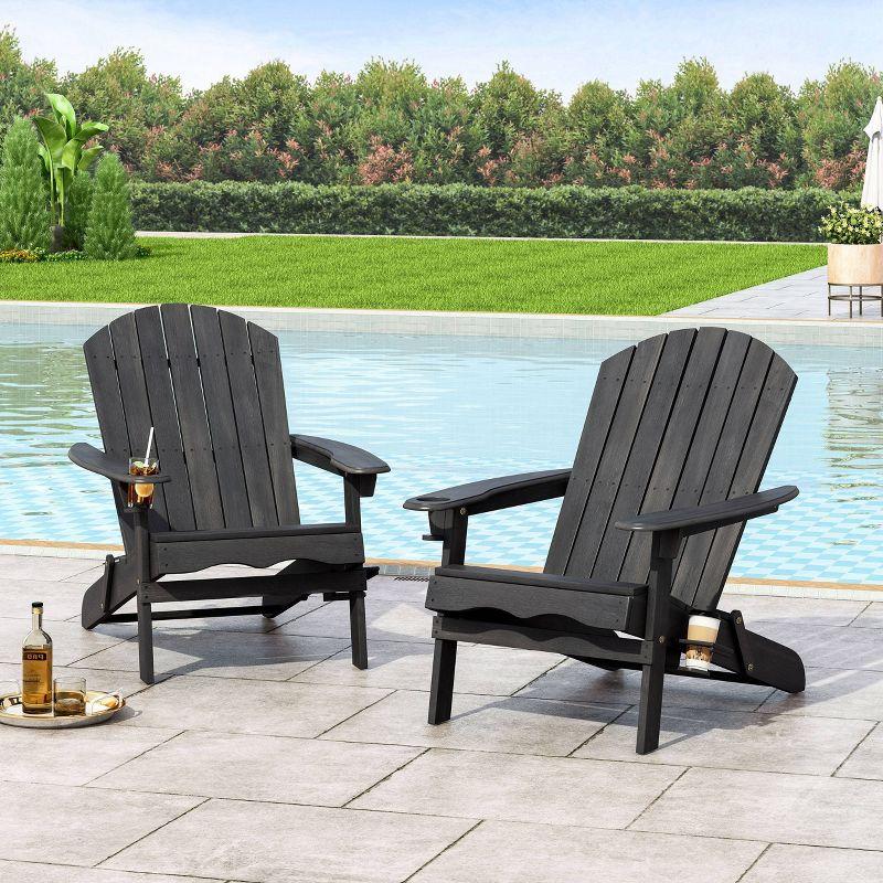 2pk Bellwood Outdoor Acacia Wood Folding Adirondack Chairs Dark Gray - Christopher Knight Home