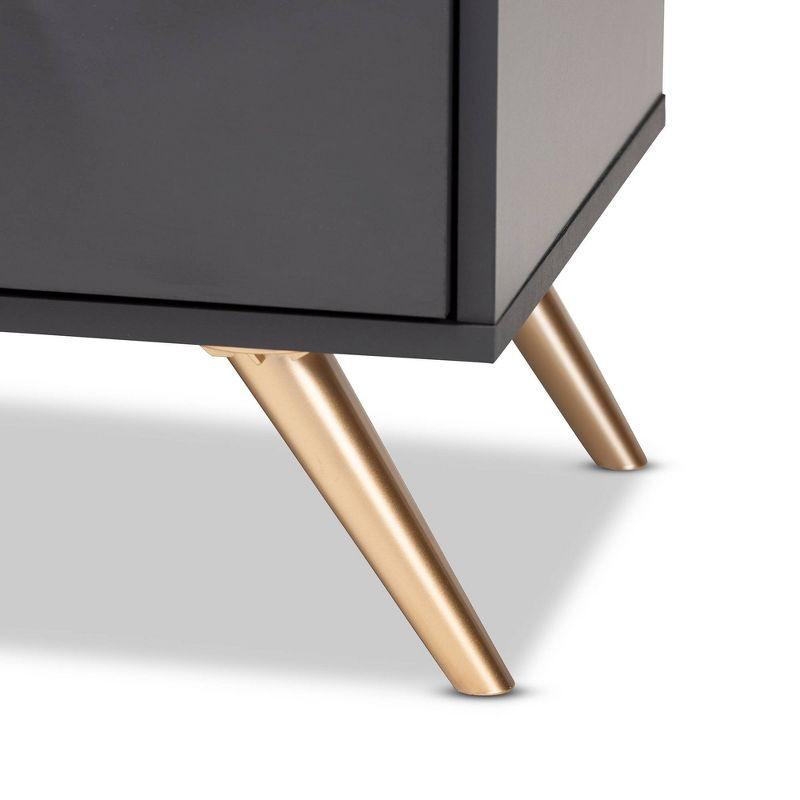 Kelson Dark Gray and Gold Wood 2-Drawer Nightstand