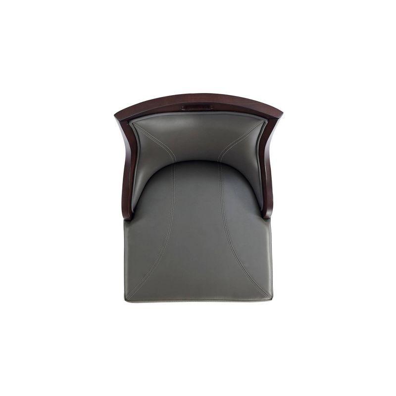 Manhattan Comfort Emperor Faux Leather Barstool Pebble Gray: Beechwood Legs, Upholstered, Fixed Height 27"