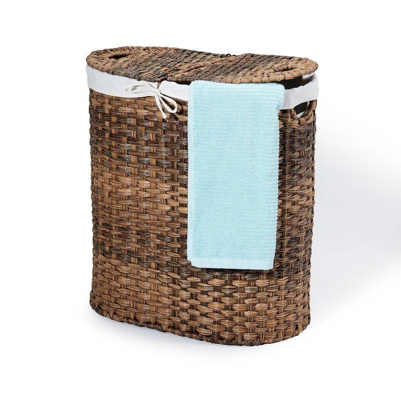 Handwoven Double Lidded Oval Hamper Sorter