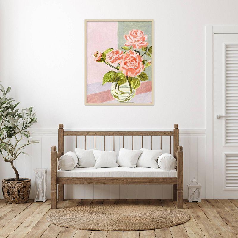 Melissa Wang Douces Roses I Framed Graphic Art Print in Natural Wood