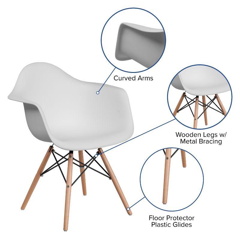 Flash Furniture Alonza Series Plastic Chair with Arms and Wooden Legs