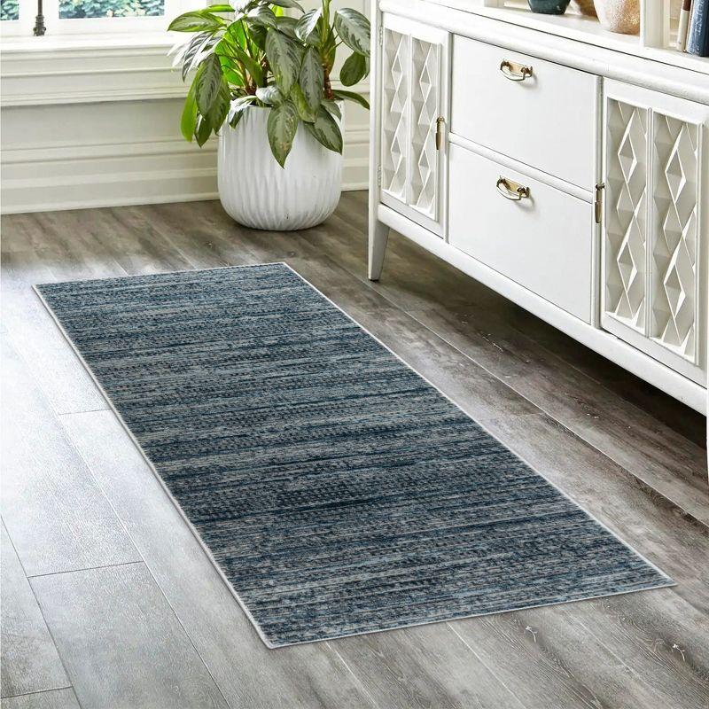 Missha Dario Modern Striped Blue Gray Polyester High-Low Indoor Area Rug