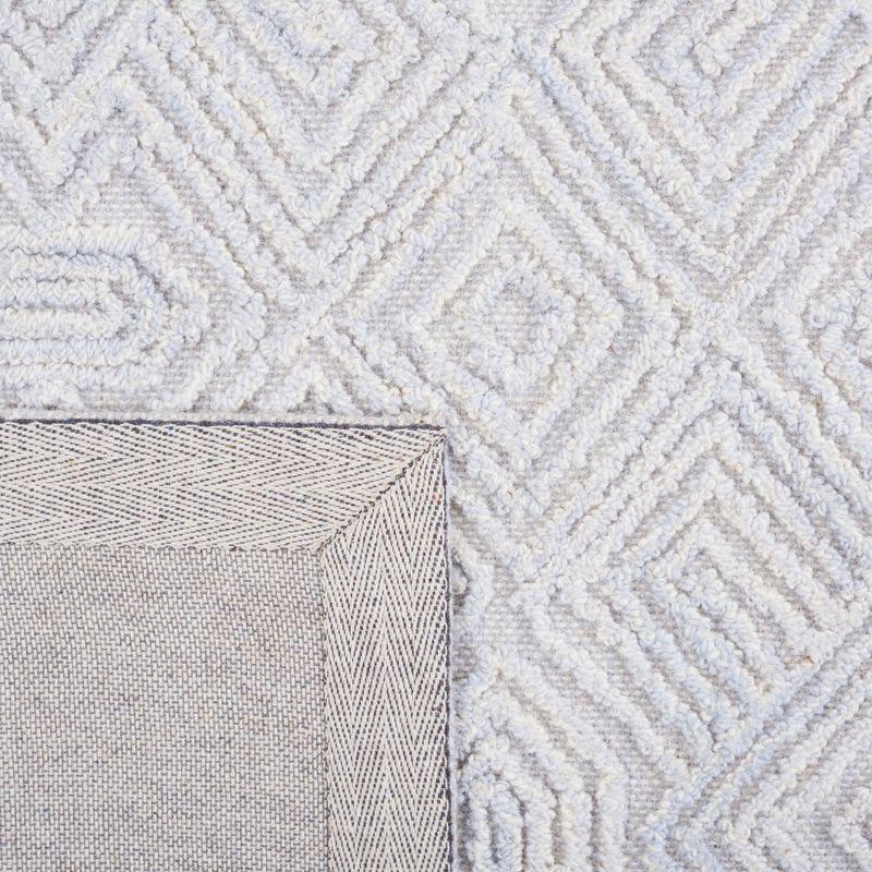 Grey and Ivory Geometric Hand-Tufted Wool Area Rug