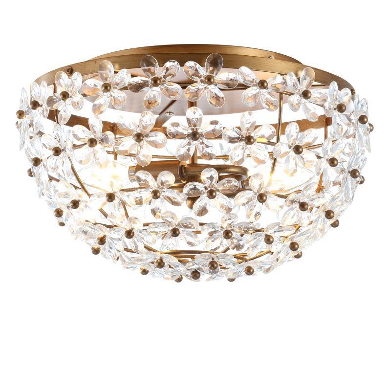 Isabelle 15.5" Gold Crystal Floral LED Flush Mount