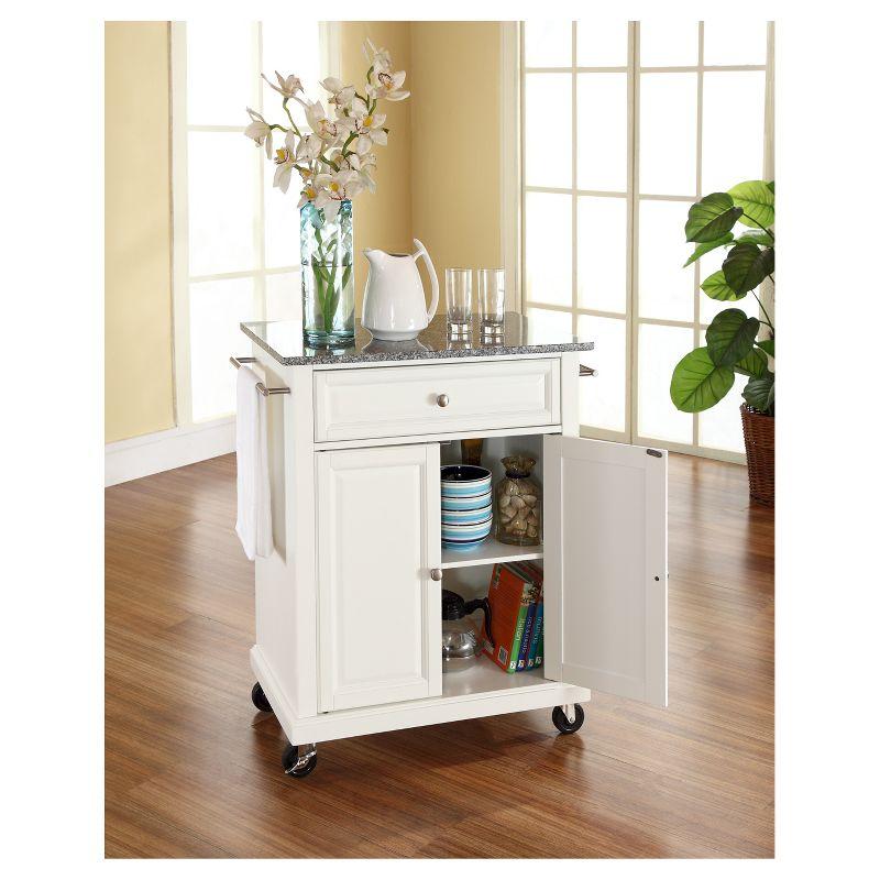 Crosley Solid Granite Top Portable Kitchen Cart/Island White: Hardwood Frame, Adjustable Shelves, Universal Storage
