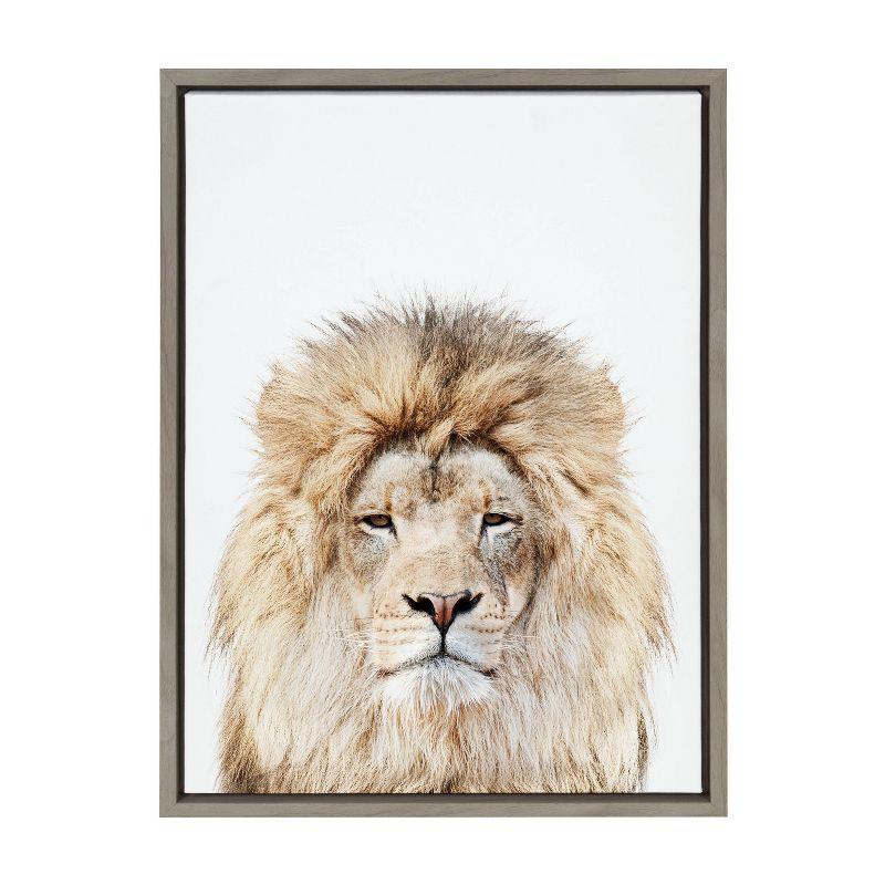 18" x 24" Sylvie Lion Stare Portrait Framed Canvas by Amy Peterson - Kate & Laurel All Things Decor