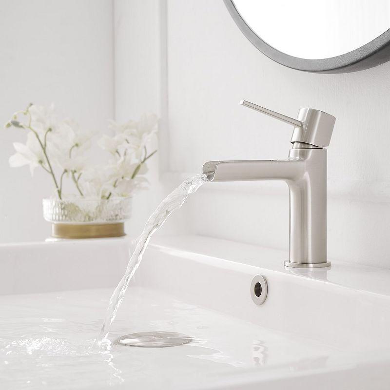 Brushed Nickel Single Handle Waterfall Bathroom Faucet