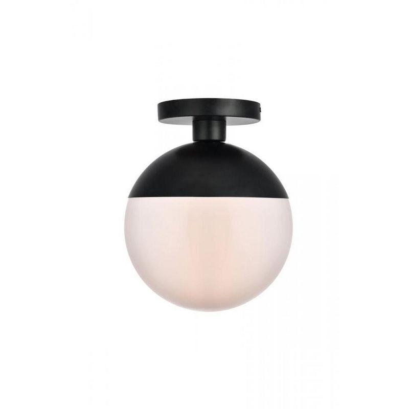 Black and Frosted White Globe Flush Mount Light