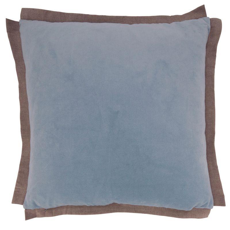 Saro Lifestyle Velvet Flange Throw Pillow With Down Filling, Aqua, 20" x 20"