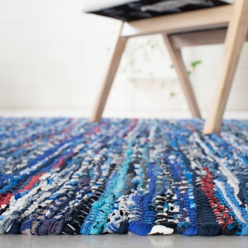 Rag Rug RAR128 Hand Woven Indoor Runner Rug - Blue/Multi - 2'3"x12' - Safavieh.