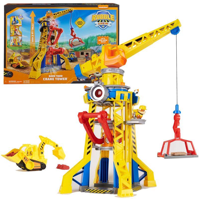 Rubble & Crew Yellow and Red Crane Tower Playset with Bulldozer