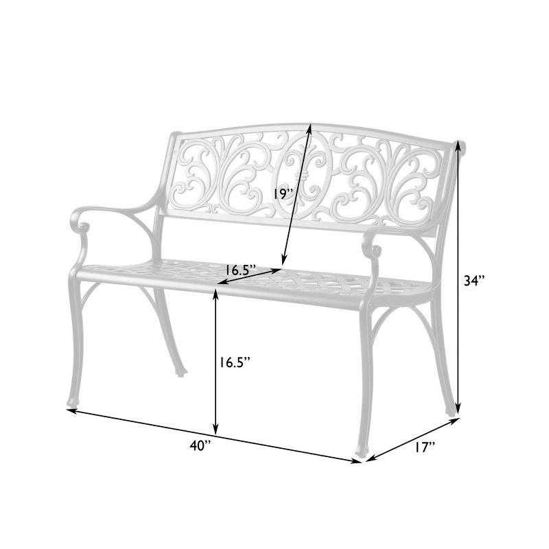 Balkene Home Decatur Outdoor Cast Aluminum Patio Bench Heavy Duty Rust Free Aluminum Construction - Antique Bronze Finish