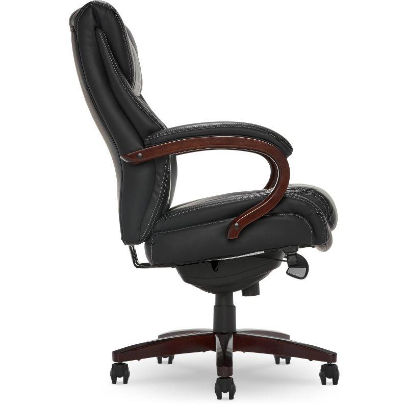 La-Z-Boy La-Z-Boy Bellamy Executive Office Chair with Memory Foam Cushions, Real Wood Arms and Swivel Base, Waterfall Seat Edge, Faux Bonded Leather
