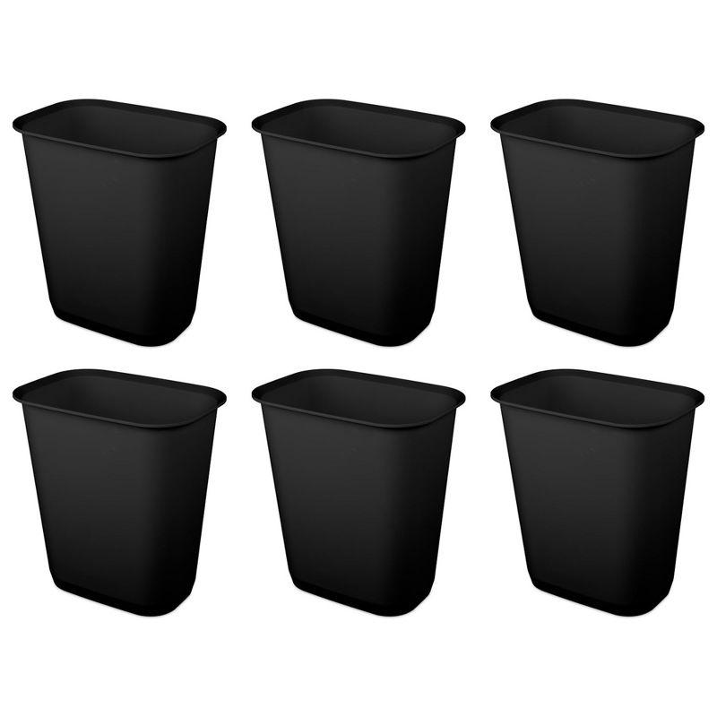 Sterilite Rectangular Wastebasket Open Top Trash Bin, 6 Pack