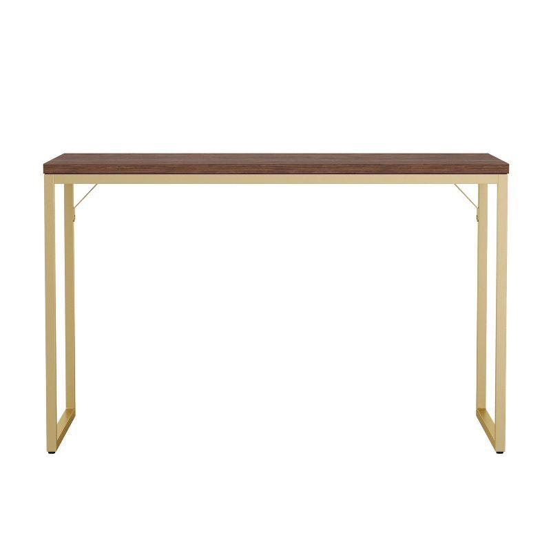 Walnut Top Polished Brass Frame Home Office Desk