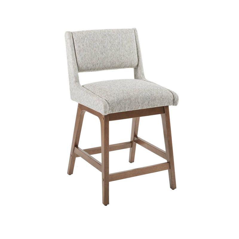 Boomerang Counter Height Barstool Light Gray: Upholstered, Pecan Finish Legs, 300 lbs Capacity