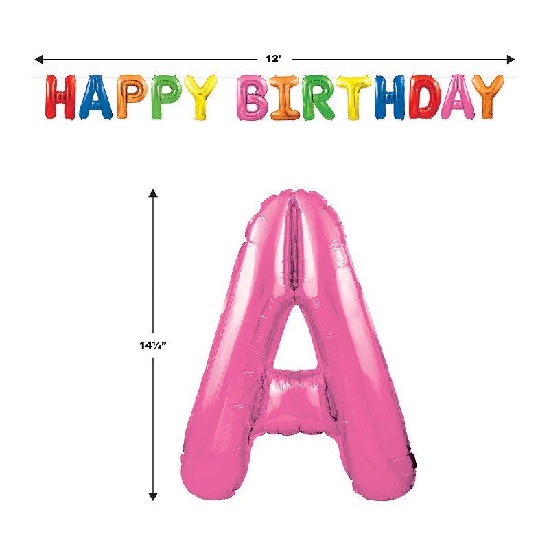 Beistle Happy Birthday Balloon Streamer, 14.25" x 12', (2/Pkg) Multicolored