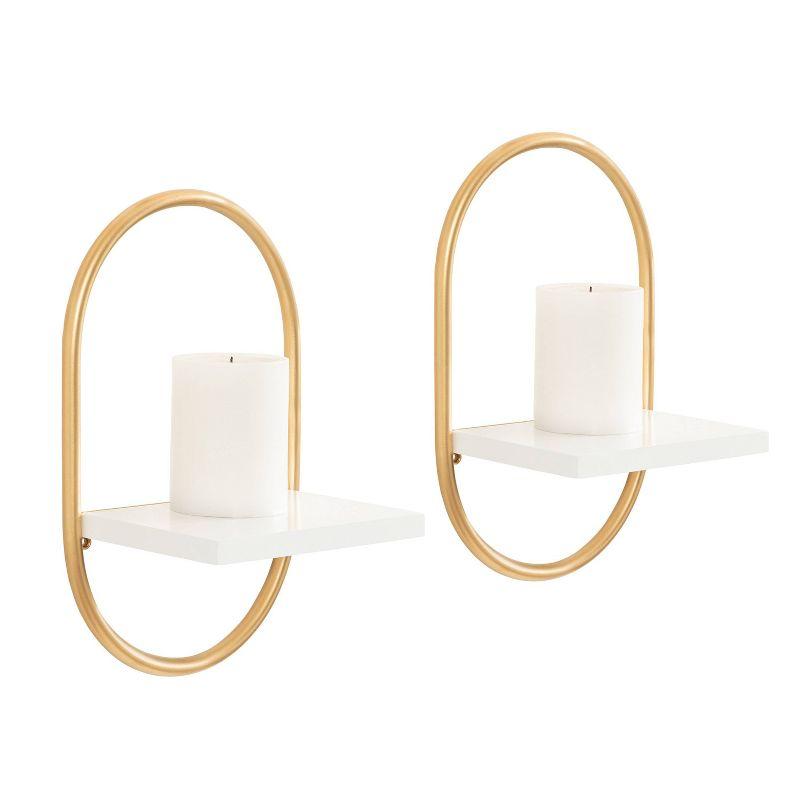 Set of 2 Olav Wall Shelf Set White: Modern Floating Shelves by Kate & Laurel All Things Decor