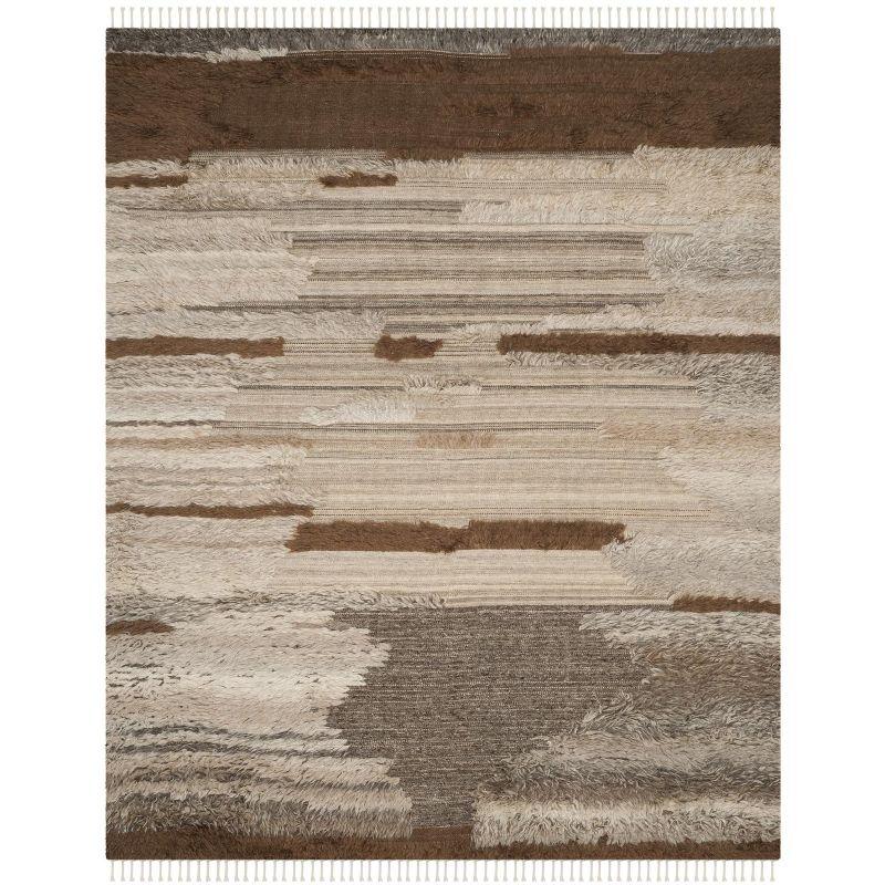 Alimatou Hand Knotted Wool/Cotton Abstract Rug in Gray/Brown