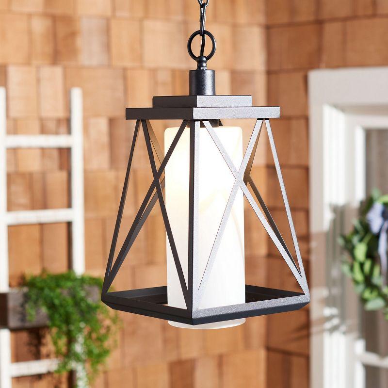 Braith 19" Black Glass Industrial Outdoor Pendant