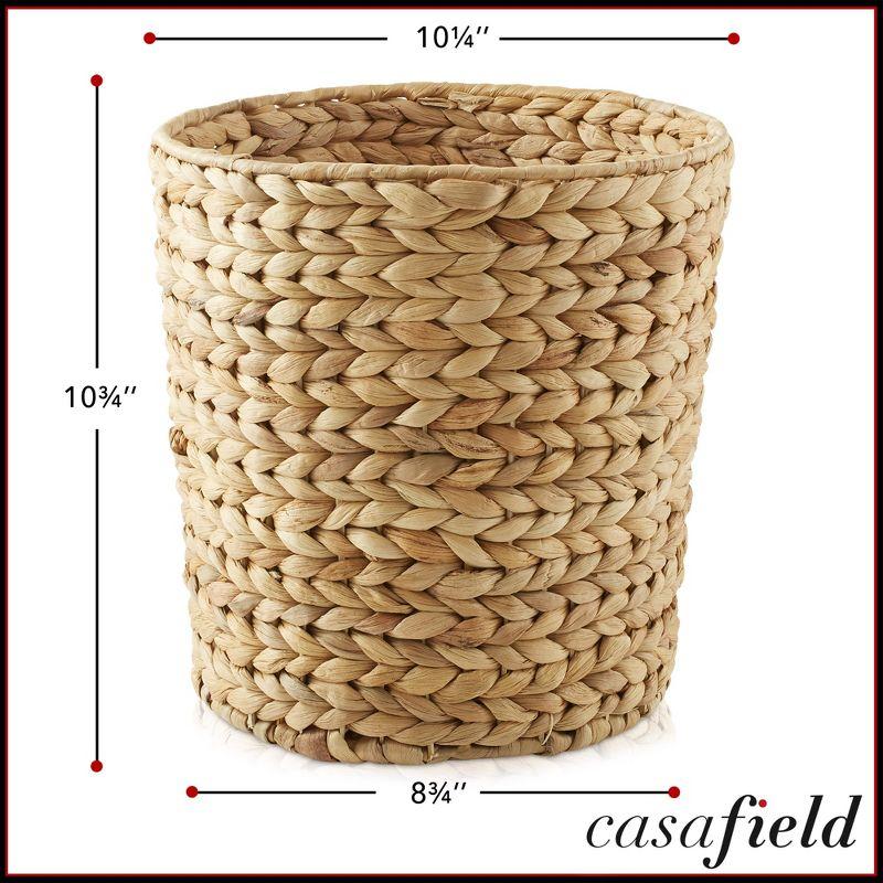 Casafield Water Hyacinth Waste Basket, Woven Trash Can for the Bathroom, Bedroom, Laundry Room, Home Office