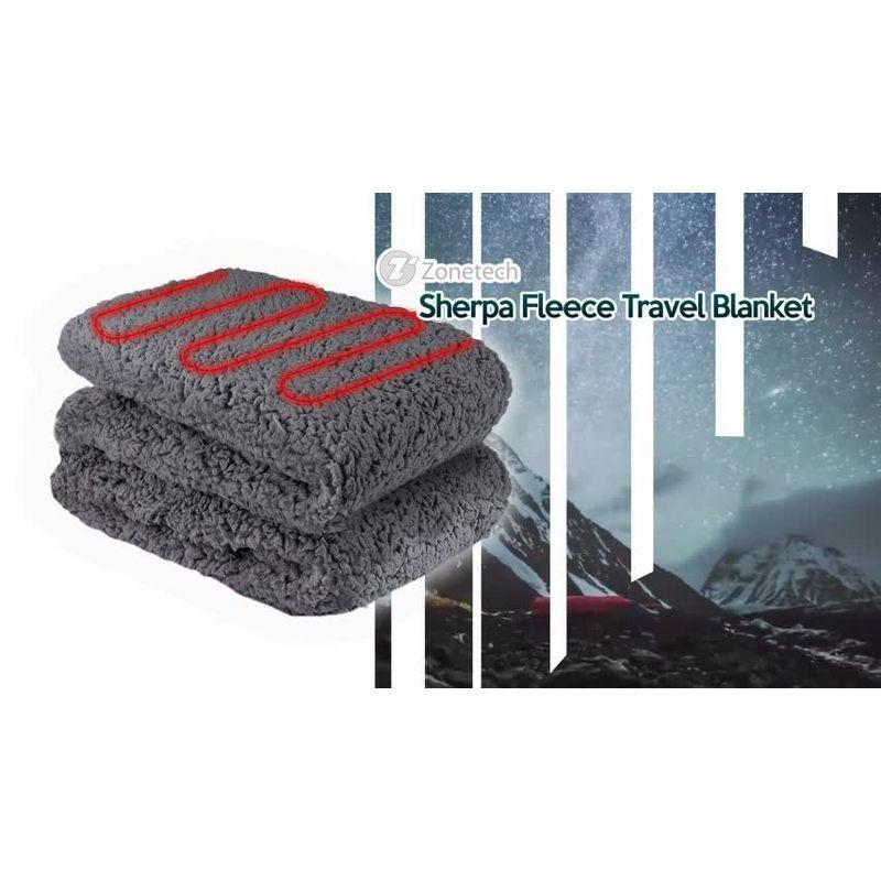 Zone Tech Faux Shearling Fleece Travel Blanket ,Grey Soft Plush Warm Comfortable Car Seat 59"x43” Blanket, Great for Winter, Home, Office and Camping