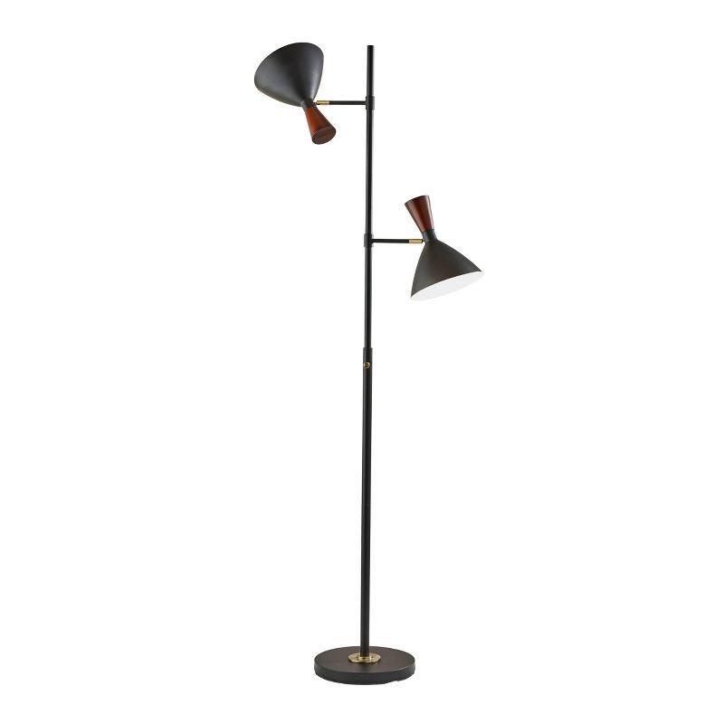 Mid-Century Modern Black and Walnut Adjustable Floor Lamp