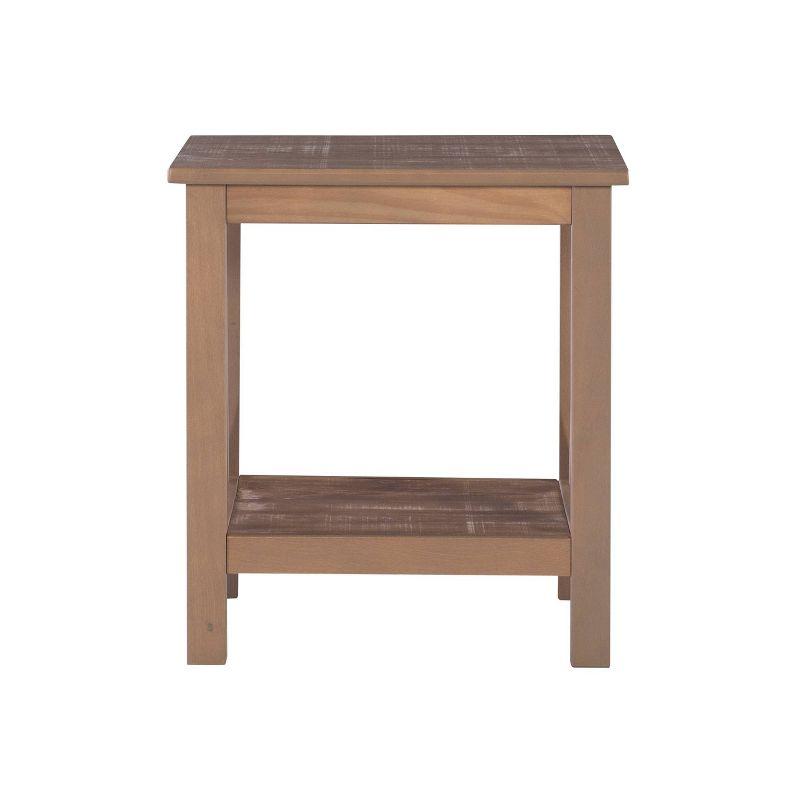 Rustic Driftwood Square Wood End Table with Spacious Shelf