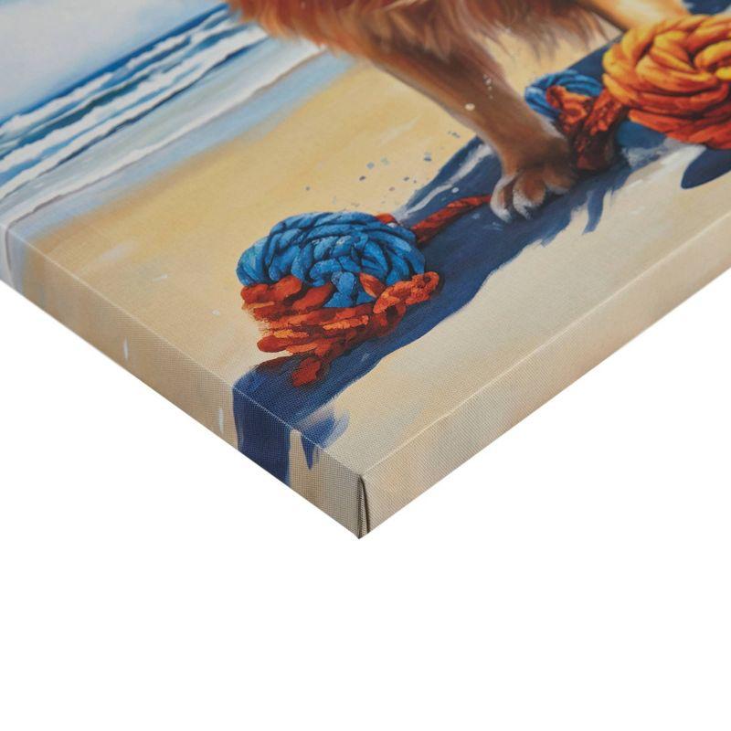 Madison Park 16"x16" Beach Playful Lively Dogs Print Canvas Wall Decor Art Golden Retriever Blue: Farmhouse Style