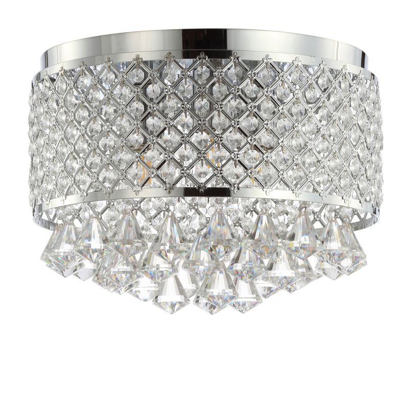 JONATHAN Y Evelyn 3-Light Crystal Drops/Metal LED Flush Mount