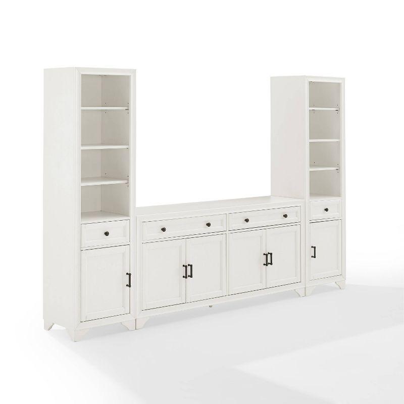 Distressed White 3-Piece Sideboard and Bookcase Set