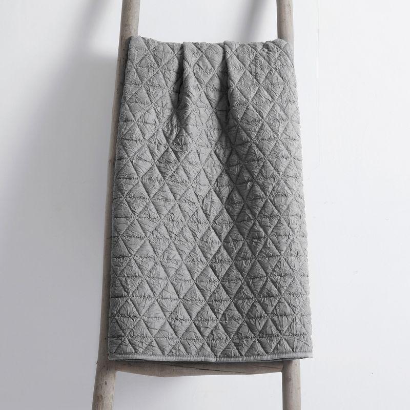 Gray Quilted Geometric Reversible Throw Blanket