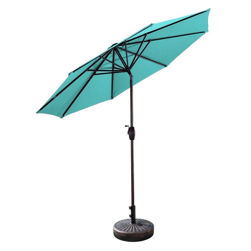 WestinTrends 9 Ft Outdoor Patio Market Table Umbrella with Bronze Round Base, Turquoise