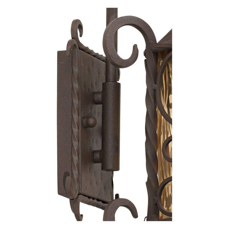 John Timberland Casa Seville Vintage Rustic Outdoor Wall Light Fixture Dark Walnut Scroll 13 1/4" Champagne Hammered Glass for Post Exterior Barn Deck