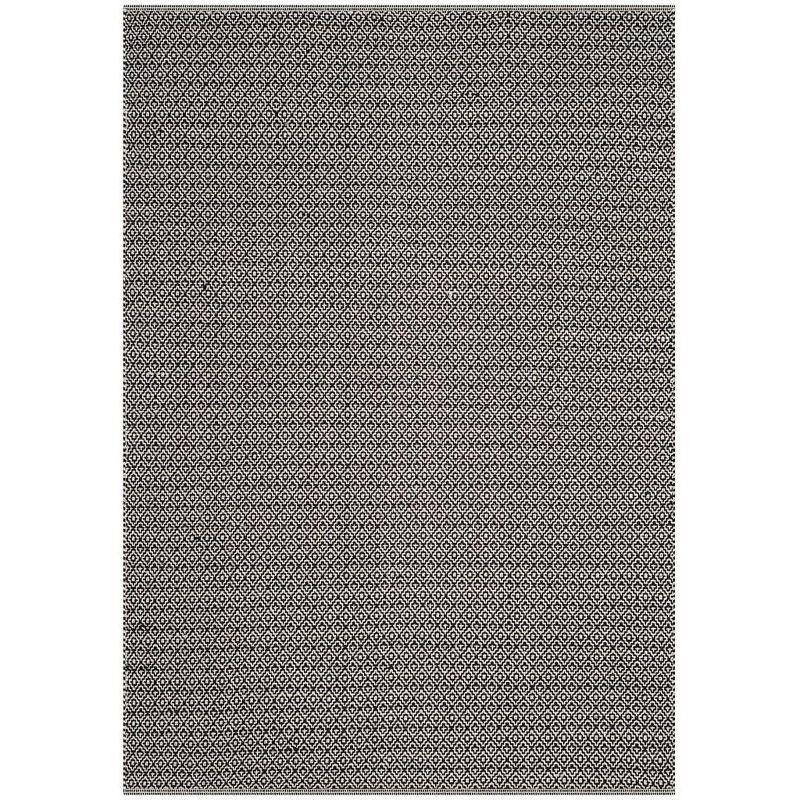 Coastal Charm Ivory and Black Hand-Woven Cotton Area Rug, 5' x 7'