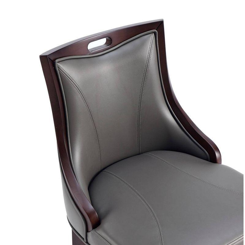 Manhattan Comfort Emperor Faux Leather Barstool Pebble Gray: Beechwood Legs, Upholstered, Fixed Height 27"