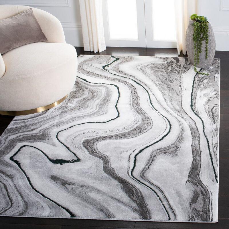 Elysian Abstract Gray Non-Slip Synthetic Area Rug, 5'3" x 7'6"