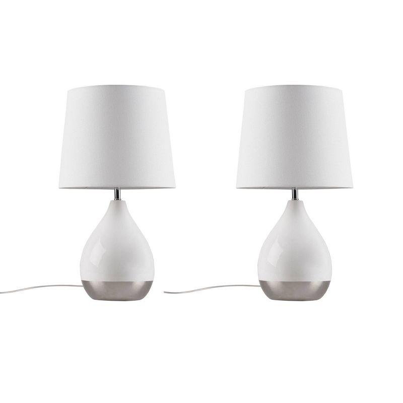 510 Design (Set of 2) 12"x21.5" Liora 2-Tone Ceramic (Includes LED Light Bulb) Table Warm Soft Lamps