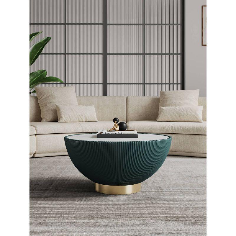 Manhattan Comfort Anderson Leatherette Upholstered Coffee Table: Gold Finish, No Assembly Required