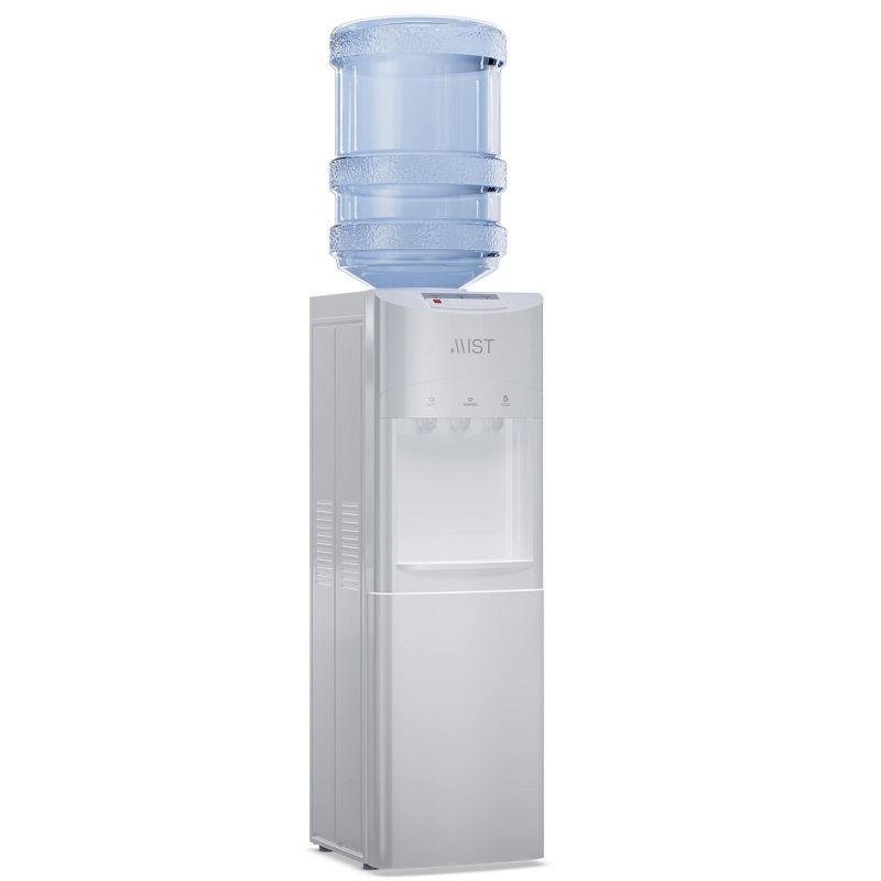 Mist White Top Loading Water Cooler Dispenser with Storage Cabinet