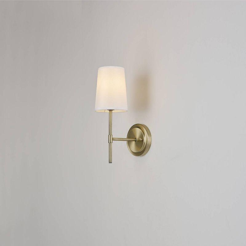 Clarissa Matte Brass Vintage Lantern Wall Sconce with White Shade