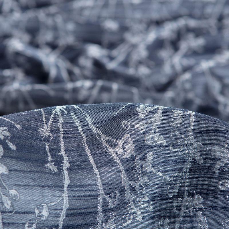 Chanasya 2pk Jacquard Floral Partial Room Darkening Grommet Window Curtain Panels - Set of 2 - 52 x 84 Inches Long - Dark Blue