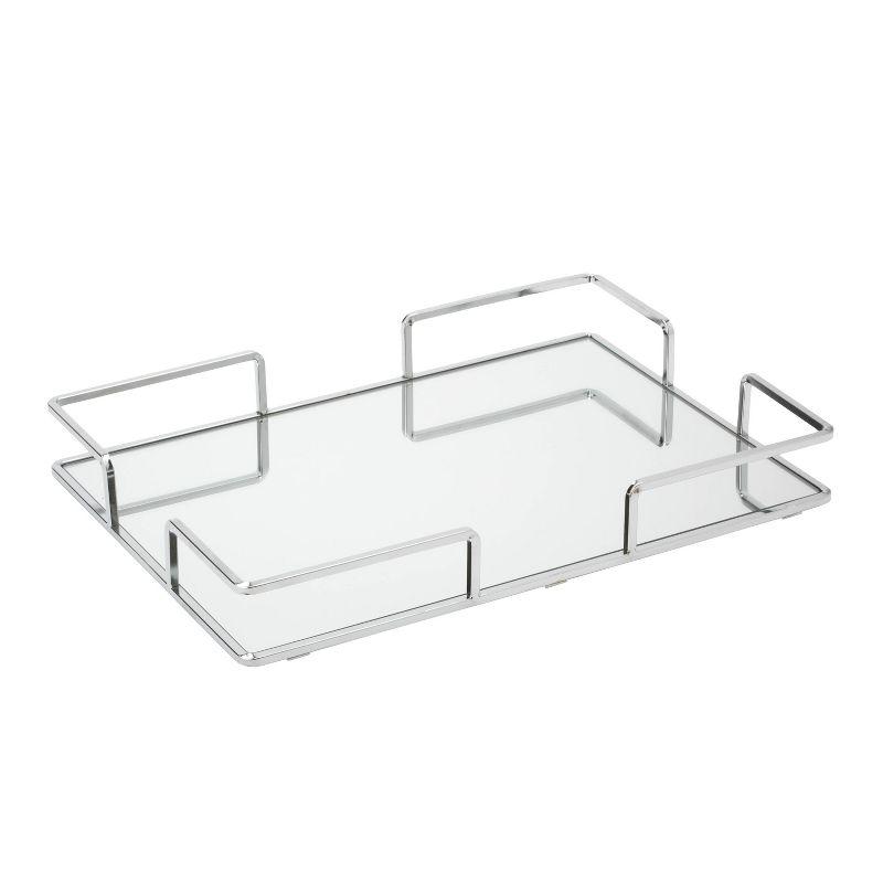 Modern Chrome and Mirror Rectangle Decorative Tray