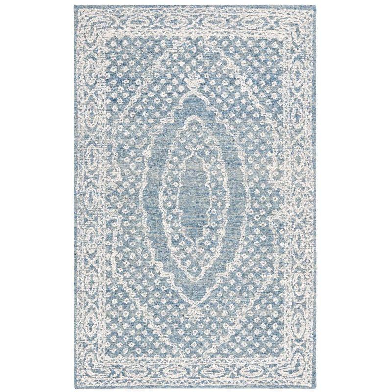 Ebony EBN306 Hand Tufted Indoor Area Rug - Ivory/Navy - 6'x9' - Safavieh