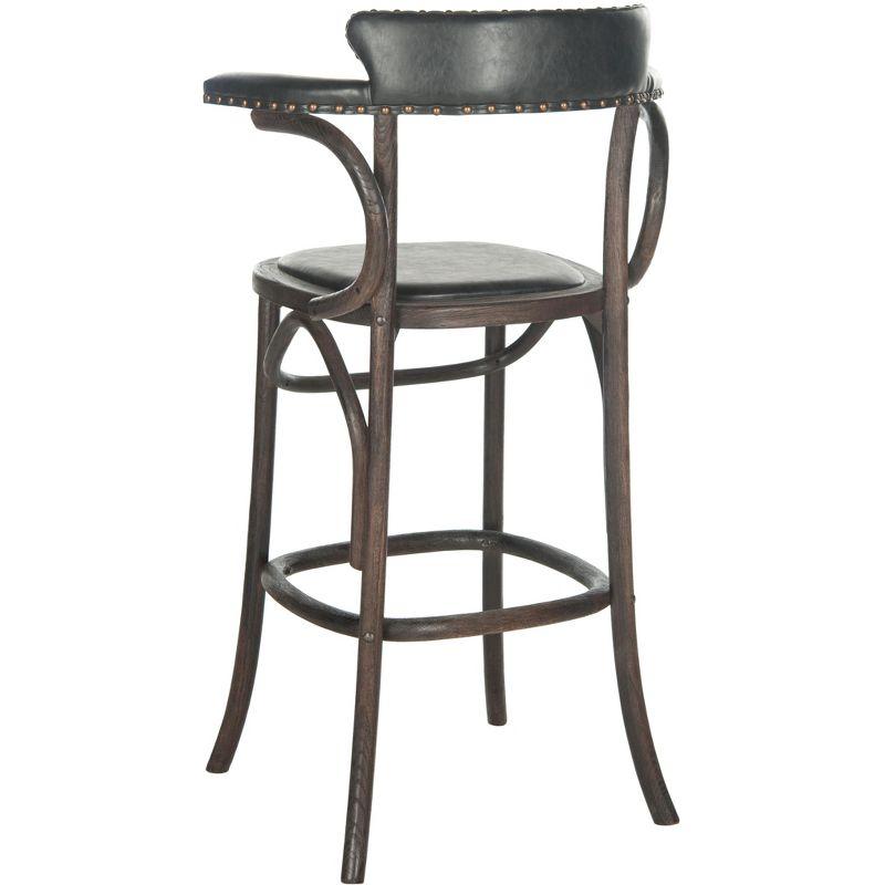 Kenny Bar Stool  Brass Nail Heads - Antique Black - Safavieh