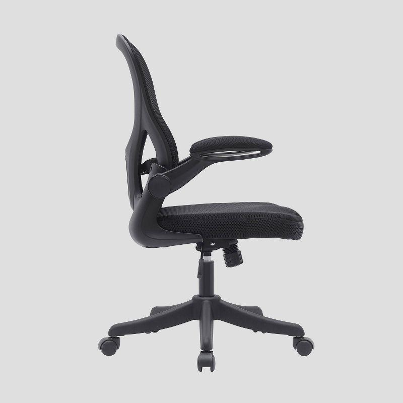 Techni Mobili Mesh Task Office Chair with Flip Up Arms Black - Techni Mobili: Ergonomic, Adjustable, Swivel, Nylon Frame