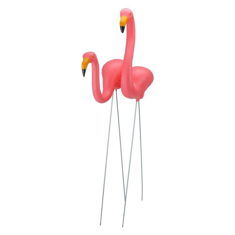 Set of 2 Pink Flamingo Climate Resistant Yard Stakes